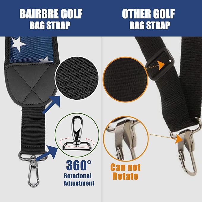 Golf Bag Strap Replacement Golf Bag Shoulder Strap Adjustable Single Padded Shoulder Strap Waterproof Golf Bag Backpack Straps (Blue-Stars)