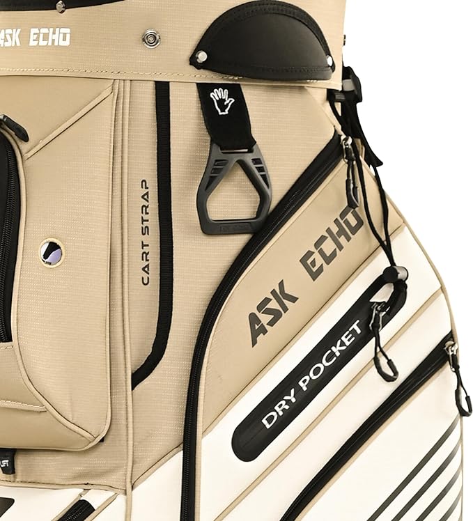 ASK ECHO T-Lock Golf Cart Bag with 14 Way Organizer Divider Top, Premium Cart Bag with Handles and Rain Cover, for Men