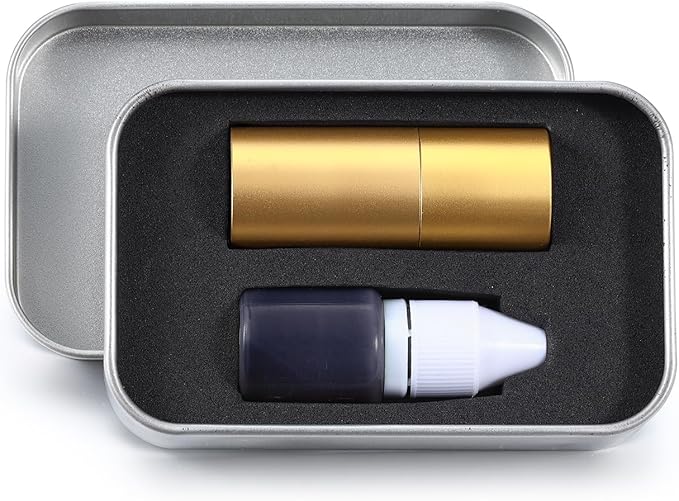 Golf Ball Stamp Personalized Marker - Premium Metal Custom Golf Ball Stamp - Quick-Dry Ink Monogram Identifier - Unique Golfing Accessories Gifts for Men Dad (Mental-Yellow-2)