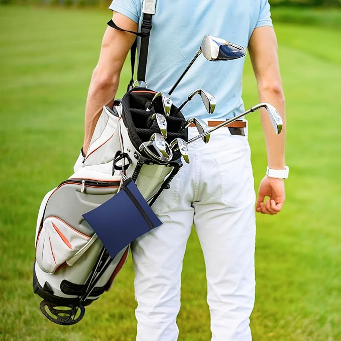 Shappy 3 Pcs Golf Tee Bag 6.7 x 5.5 Inch Golf Ball Bag Pouch Utility Tee Holder with Zipper Metal Lobster Claw Clip Valuables Gift Accessory Pouch for Men Women