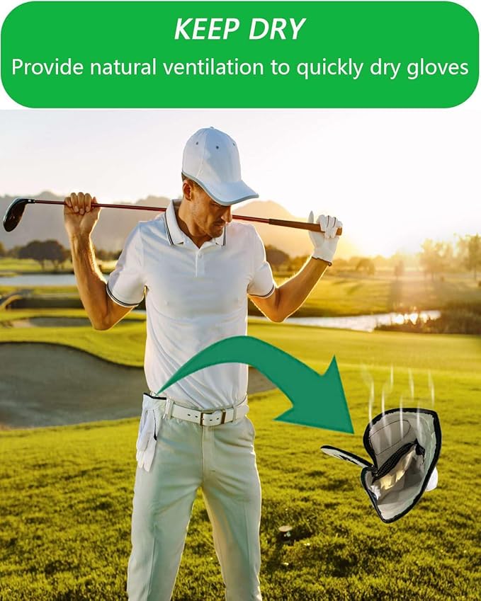Golf Glove Clip, Simple and Stylish Golf Glove Holder for Easy Access and Natural Ventilation Drying (White)