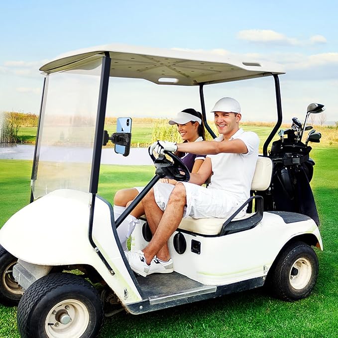 Golf Cart Phone Mount Holder Compatible with iPhone Galaxy Google Pixel Motorola, Golf Magnetic Phone Holder Compatible with Golf Cart EZGO Club Car Yamaha, Ultra Strength Magnets Cell Phone Caddy