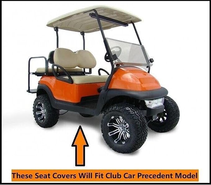 Huskey Parts Company Premium Golf Cart Seat Cover Brown for Club Car Precedent/Tempo, Front Rear 4PC