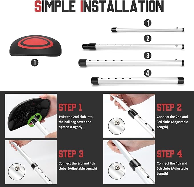 Portable Golf Travel Bag Support Pole, Umbrella Anti-Impact Support Cover Protector and Aluminum Alloy Rod, Golf Club Travel Bag Support System Protect Club