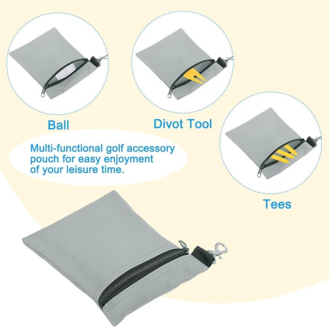 PATIKIL Golf Tee Pouch, Zipper Golf Ball Bag with Metal Lobster Claw Clip for Men Women Valuables Holder