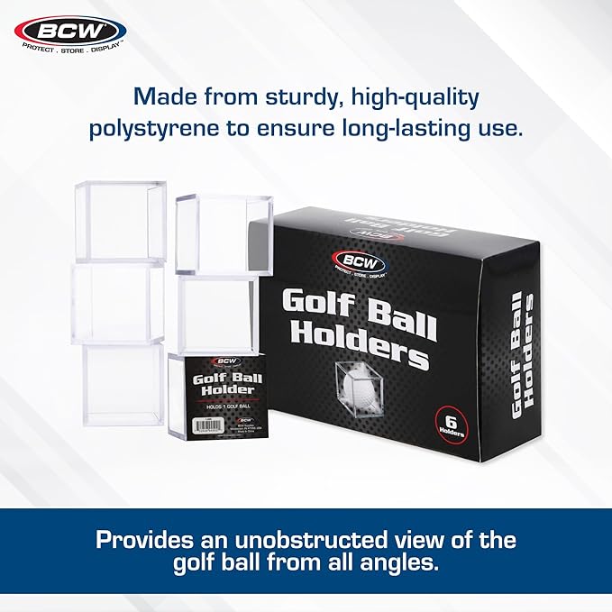 BCW Golf Ball Display Case - 1 ct Clear Polystyrene Shell Golf Ball Display Two-Piece Compact Design Display Case for Your Collectible Golf Ball Golf Ball Holder