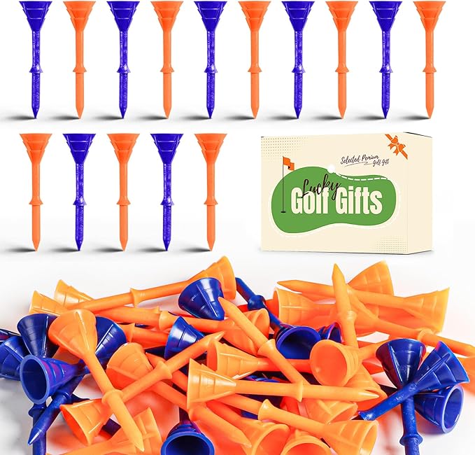 FINGER TEN Unbreakable Golf Tees Plastic 3 1/4 inch Value 50/100 Pack, Low Friction & Low Ball Spin Long Tees to Improve Distance & Accuracy, Durable Tees with Assorted Colors to Practice