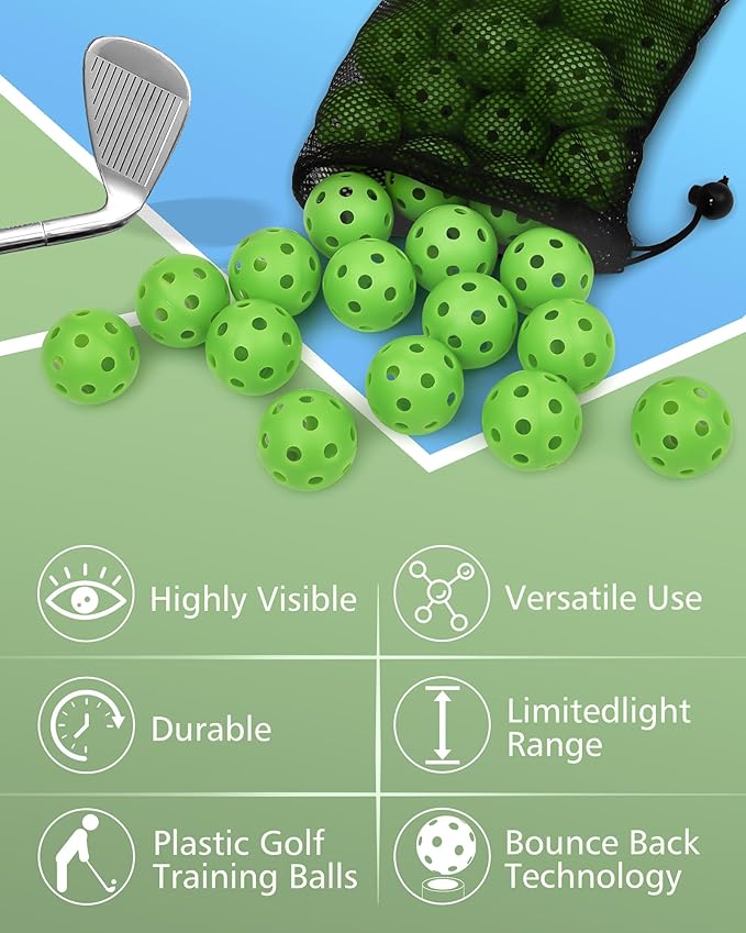 35 Pack Practice Golf Balls Limited Flight Plastic Golf Balls 42mm Practice Golf Balls for Backyard Golf Training Balls for Swing Practice, Airflow Hollow (Multiple Colors)
