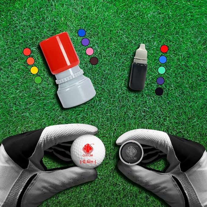 HDSD Custom Golf Ball Markers - Personalized Long Lasting, Includes Ink Bottle - Perfect for Golf Enthusiasts - Stand Out on The Course with Unique Markings - Golf Accessories Gift