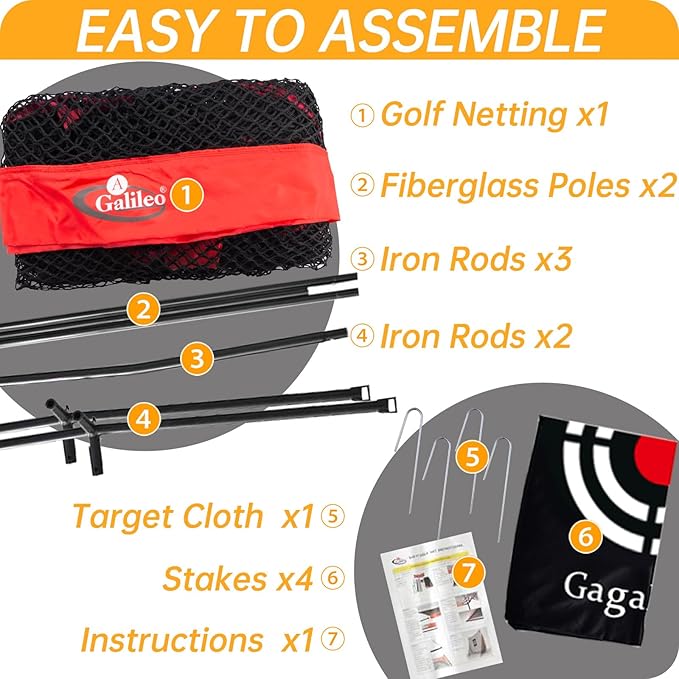 Gagalielo Golf Hitting Net：Professional Practice Accuracy with Target Mat Driving Swing Indoor Outdoor Training Backyard Garage Gift for Golfers