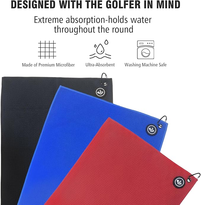 Dragon tiger Magnetic Golf Towel – 23.6"x15.7" Microfiber Waffle Weave with Magnet & Carabiner, Ultra Absorbent for Clubs, Bags & Carts, (Red)