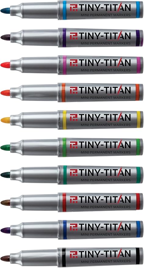 Tiny-Titan Mini Markers, Keychain Clip, Golf Ball Marker, Clip On Nurse's Badge - Purple Ink - Fine Point - 4 Pens