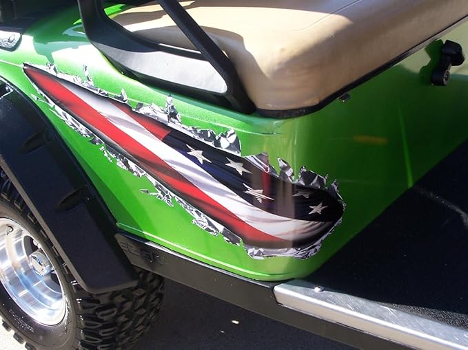 Generic Ripped Metal Graphics Decal Set for Golf Carts, Fits EZGO, Club Car, Yamaha (Simulated Chrome)
