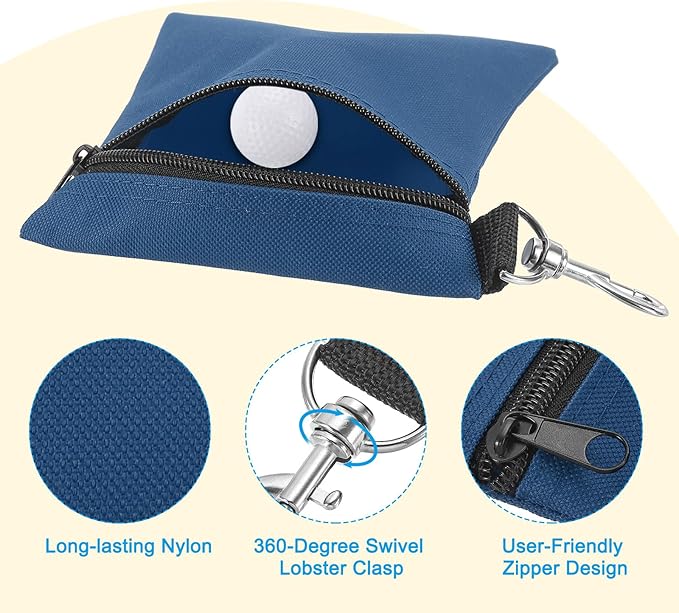 PATIKIL Golf Tee Pouch, Zipper Golf Ball Bag with Metal Lobster Claw Clip for Men Women Valuables Holder