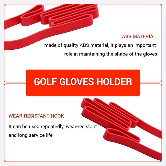 Heran 6 Pcs Golf Gloves Holder with 6 Metal Hanging Hooks, Golf Glove Hanger Keeper Drying Rack Support Tool for Men and Women, Multi-Sport, Ideal for Baseball, Cycling
