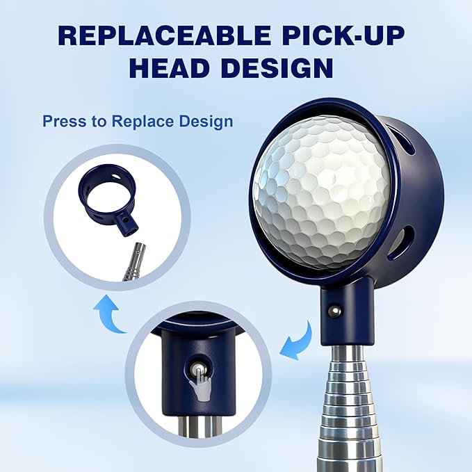 Golf Ball Retriever Telescopic, Thicken Stainless Steel Shaft with Non-Slip Rubber Grip, 9FT/14.5FT Water Golf Ball Picker, The Best Accessory Gift for Men and Women Golfers