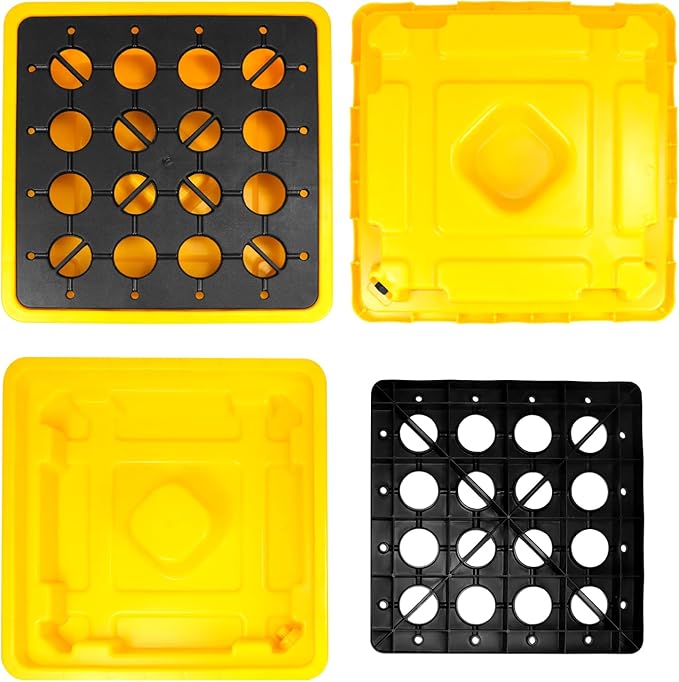 QWORK 1 Drum Modular Platform, 26 x 26 x 5.9 inches Drum Spill Containment Pallet, 2,000 lbs. Load Capacity Containment Tray Spill Containment Platform, Polyethylene Spill Pallet, Yellow