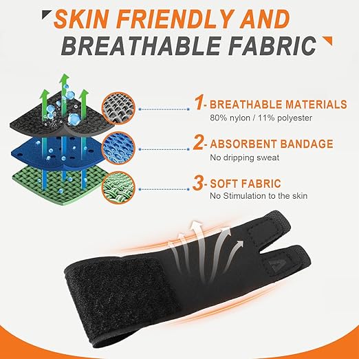 2PCS Finger Splints (No Metal Support) – Adjustable Neoprene Finger Straps/Wraps for Arthritis, Tendonitis & Athletic Stress Relief, Compression Tape for Sports (Basketball, Tennis, Volleyball, Badminton, Golf) – Double Finger Design, M
