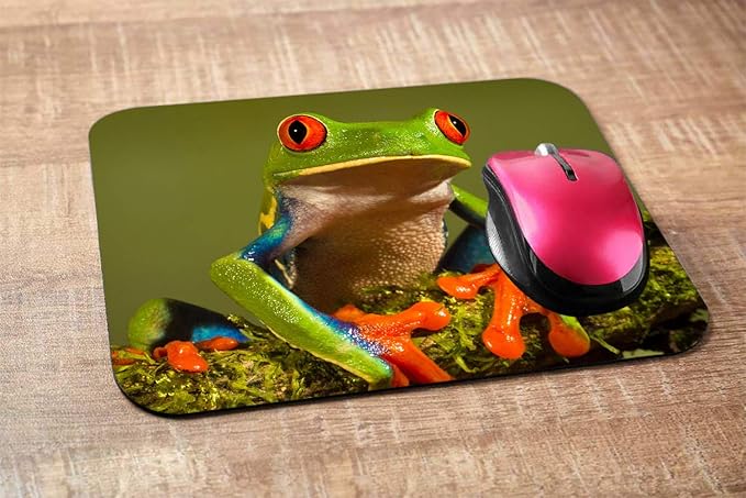 Frog Gaming Mousepad Cute Tree Frog Green Wild Animal Mouse Pad Mouse Mat for Computer Desk Laptop Office 9.5 X 7.9 Inch Non-Slip Rubber