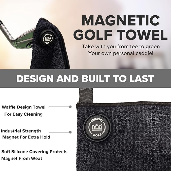 Golf Ball Towel - Small Magnetic Greens Towel - Golf Ball Cleaner for Around The Greens - Pocket Towel and Magnet Hand Towel