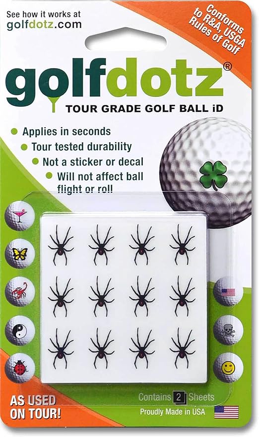 Golfdotz - USGA Rule Conforming Novelty Golf Ball Markers, Golf Ball Stickers for Marking Balls, No More Smearing from Stamps, Gifts for Golfers, Dads, and Retirees, (CreaturesCollection; 18-32 Count)