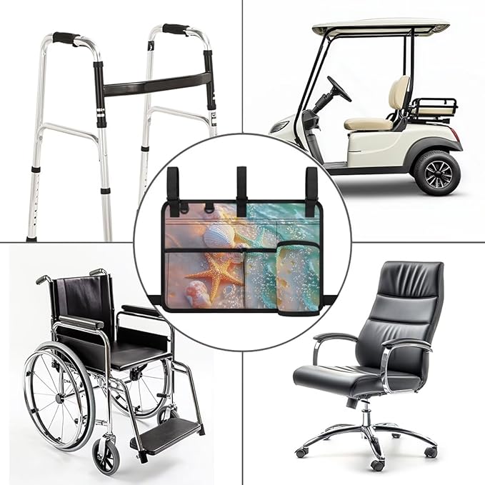 Fashion Golf Cart Rear Seat Organizer Lightweight Storage Bag Accessories for Club Car, Wheelchair and Walker