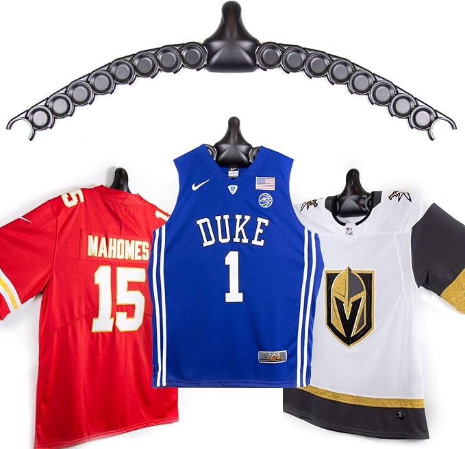 JerseyGenius Adjustable Jersey Display | Shapes to Fit Any Sports Jersey | Jersey Hanger for Wall Display | Sports Display (Single)