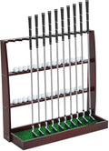 Lenwen Golf Putter Stand Wooden Display Rack Golf Club Holder Stand, Brown Golf Club Organizer for Storage Sports Indoor Home Garage