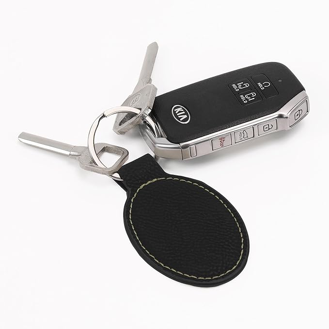 LaserGram Oval Keychain, Palm Trees, Personalized Engraving Included (Black with Gold)