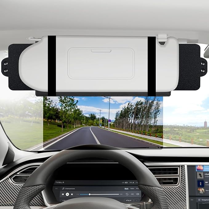 Veharvim Sun Visor Extender for Car with 2 Side Sunshade,(Polarized, UV400, Hook&Loop, Pc Lens), Visor Extender Attachment for Car Visor, Anti-Glare for Safe Driving