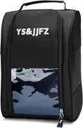 YS&JJFZ Golf Shoe Bag, 2 Pcs Golf Shoes Bag Men/Women Outdoor Zippered shoe bags for travel Tote with Ventilation, 2-sided breathable mesh fabric, front transparent visible film