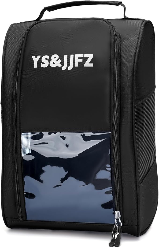 YS&JJFZ Golf Shoe Bag, 2 Pcs Golf Shoes Bag Men/Women Outdoor Zippered shoe bags for travel Tote with Ventilation, 2-sided breathable mesh fabric, front transparent visible film