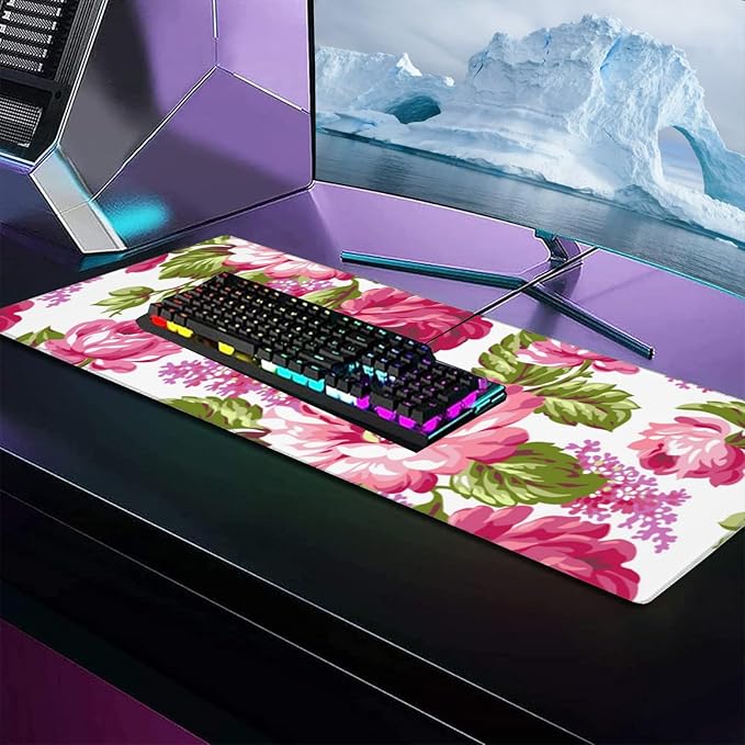 Funny Giraffe Large Gaming Desk Mat,Rubber Non-Slip Cute Wild Mouse Pad,31.5x11.8x0.12in Extended Animal Face Mousepad,Game Lover Mice Pads Gifts,Office Home Deskmat Decor