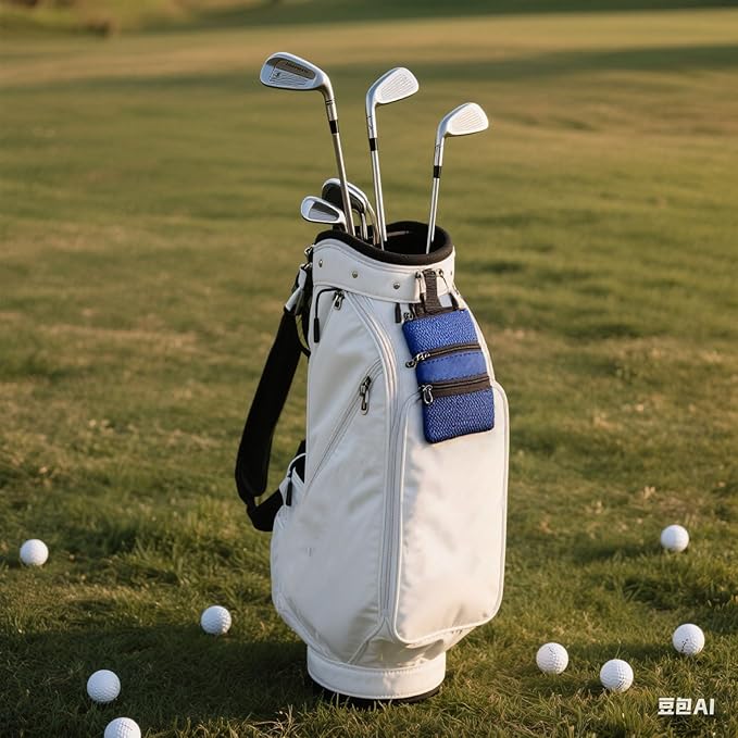 Portable Golf Ball Storage Bag, Multiple Pockets with Zippers for Golf Accessories, Suitable for Men and Women to Store Golf Accessories