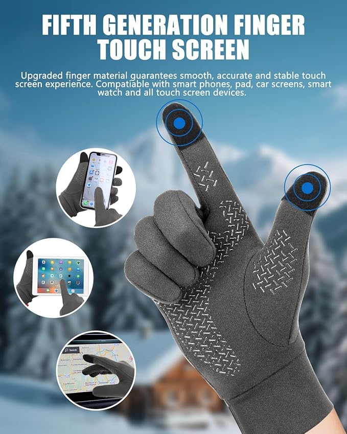 Aegend Lightweight Winter Gloves for Men Women, Warm Running Gloves Touchscreen Thermal Glove Liners for Cold Weather Driving, Cycling & Hiking, Non-Slip, Elastic Cuff, Stretchy, Durable