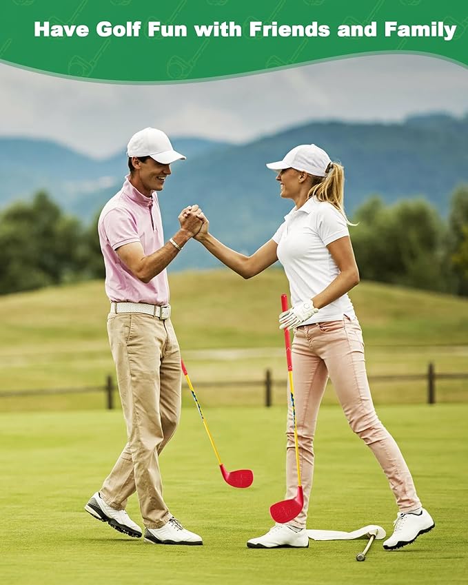 4 Pack Red Golf Clubs with 5” x 3.5” Oversized Heads and 36” Lightweight Carbon Shaft Perfect for Outdoor Yard Games