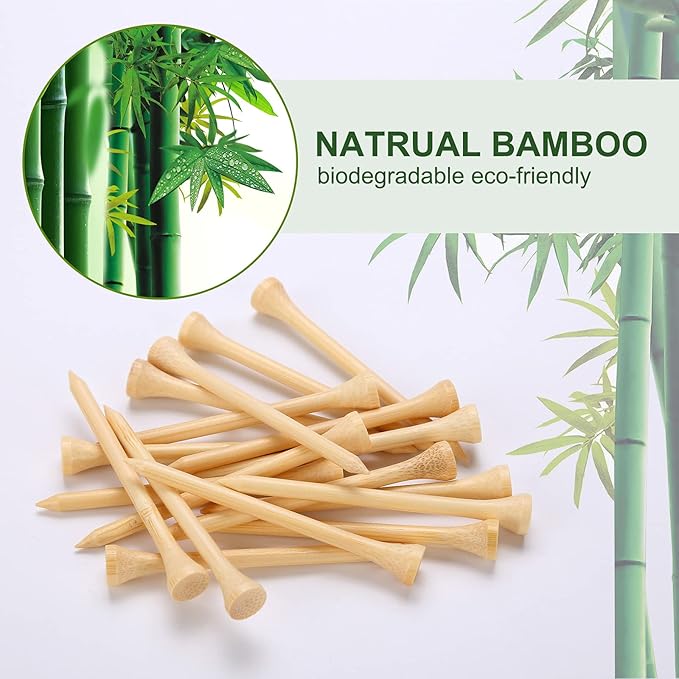 Golf Tees Durable Bamboo Tees 100Pcs 100Pcs 3-1/4" Friendly Biodegradable Material Reduce Friction Side Spin More Stable