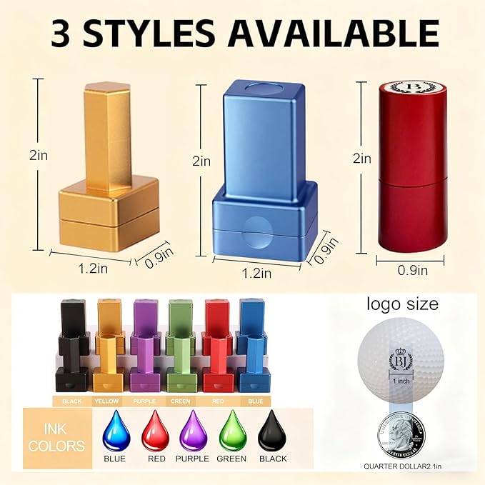Personalized Golf Ball Stamp Custom Name Golf Ball Stamper Marker with Monogram Waterproof Ink Golf Accessories Gift for Golfer Women Men Dad Husband