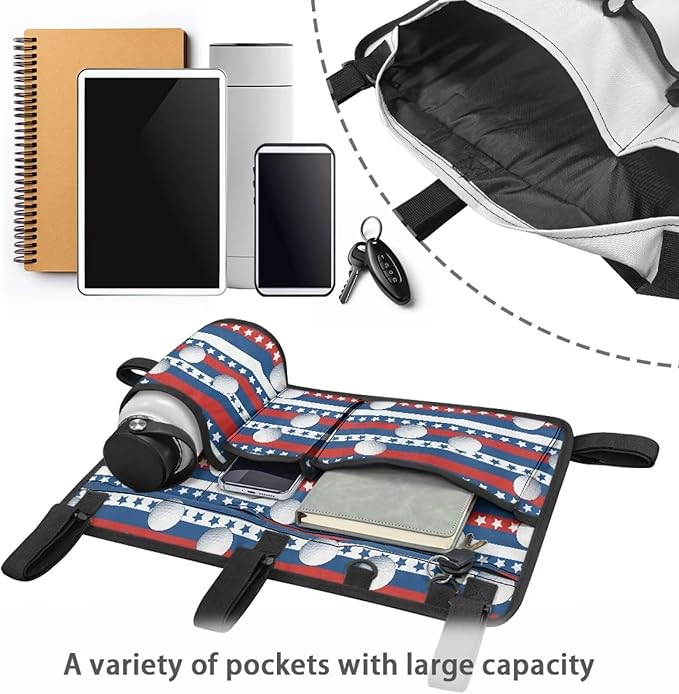 Fashion Golf Cart Rear Seat Organizer Lightweight Storage Bag Accessories for Club Car, Wheelchair and Walker