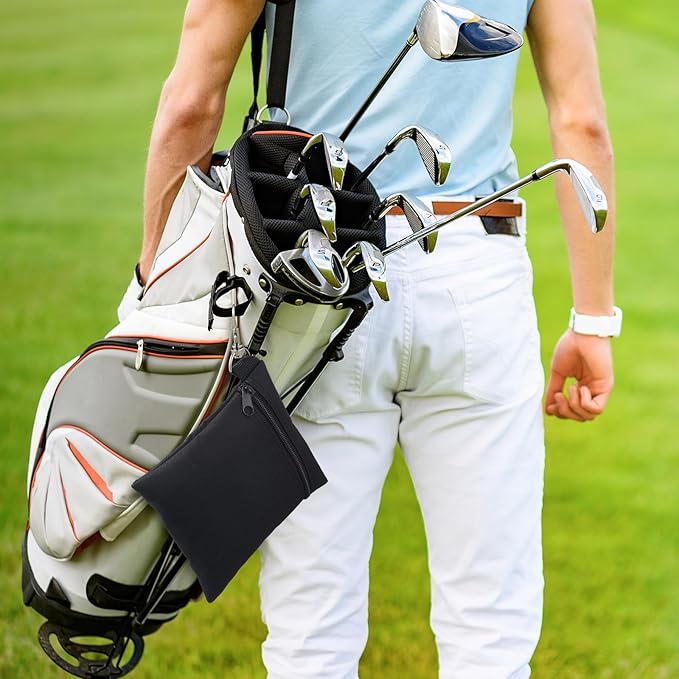 Shappy 3 Pcs Golf Tee Bag 6.7 x 5.5 Inch Golf Ball Bag Pouch Utility Tee Holder with Zipper Metal Lobster Claw Clip Valuables Gift Accessory Pouch for Men Women