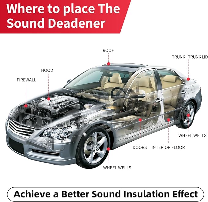 Car Sound Deadening Mat 236mil 18sqft - Automotive Hood Insulation Pad - Self-Adhesive Auto Audio Heat Shield Sound Dampening Foam Board Aluminum for Door Floor