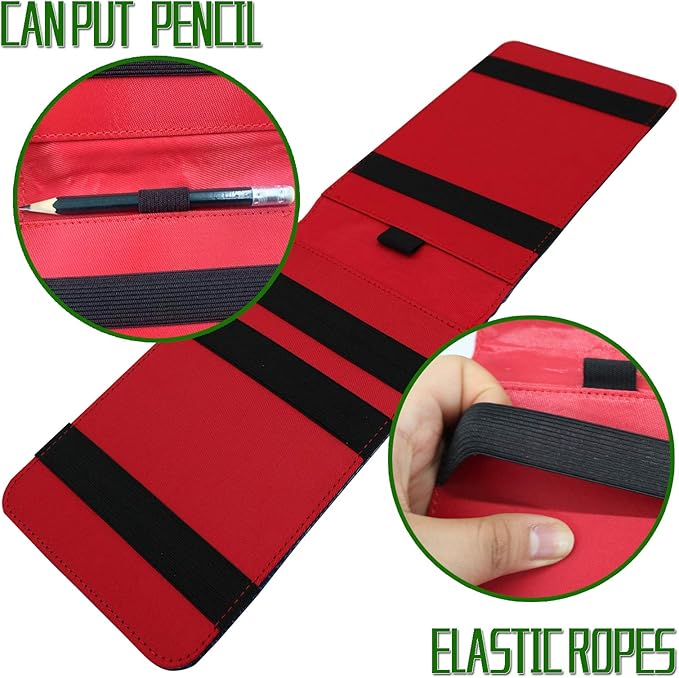 FINGER TEN Golf Scorecard Holder Leather Yardage Books Cover Lucky Clover with 2 Free Pencil Value Pack Deluxe Pocket Score Card Covers Gift for Men Women Golfer