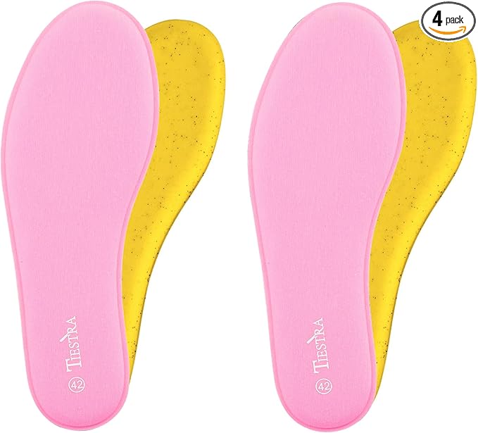 2 Pair -Shoe Inserts for Womens Memory Foam Insoles,Replacement Insoles for Work Boots Running Shoes, Cushion Shock Absorbing for Foot Pain Relief, Comfort Breathable Inner Soles Pink 39EU,US8