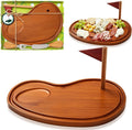 Golf Cheese Board Gift Set Party Favor Prizes Charcuterie Wood Board with Knives and Box for Dad Grandpa Party Tournament Game(Carbonized Bamboo Wood, Golf)