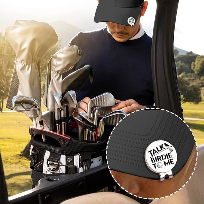 Hafhue Talk Birdie to Me Golf Ball Marker with Magnetic Hat Clip, Funny Golf Accessories and Golf Gifts for Men Women Dad Mom Grandpa, Birthday for Golfer Golf Lover Golf Fan(GM063)