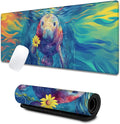 Colorful Manatee Large Gaming Desk Mat,Rubber Non-Slip Flower Ocean Mouse Pad,31.5x11.8x0.12in Extended Whimsical Marine Mousepad,Game Lover Mice Pads Gifts,Office Home Deskmat Decor