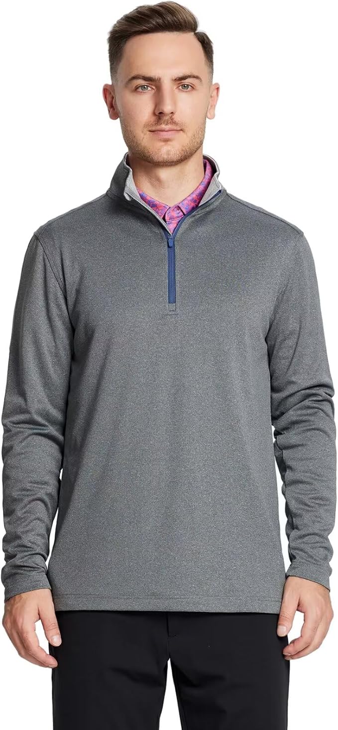 M MAELREG Quarter Zip Golf Pullover Men Dry Fit Long Sleeve Performance Wicking Mock Neck 1/4 Zip Pullover Mens Sweatshirt