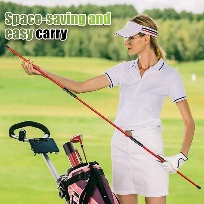Golf Alignment Sticks 2 Pack, 48″Collapsible Practice Rods for Aiming/Putting, Golf Training Aid for Swing Trainer with Clear Tube Case, Foldable Training Rods with 10 Golf Tees