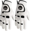 FINGER TEN Men’s Golf Gloves Left Hand Right with Ball Marker 2 Pack, Weathersof Grip Soft Comfortable, Fit Size Small Medium ML Large XL