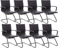 CIMOTA Waiting Room Chairs Leather Office Guest Chair Mid Back Reception Chairs with Sled Base for Meeting/Patient/Conference Room, Retro Black Set of 8